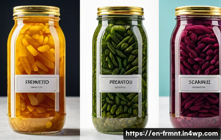 발효식품 저장 방법과 유통기한 - Here are three detailed image prompts for generating visuals of fermented treasures: